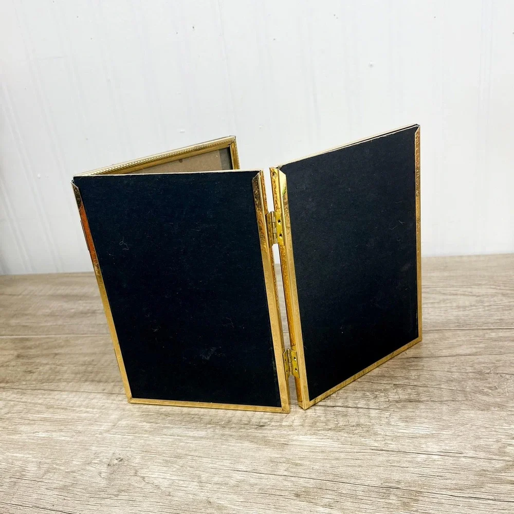 Foldable Brass MCM Photo Frame - Vintage 5x7 Inch